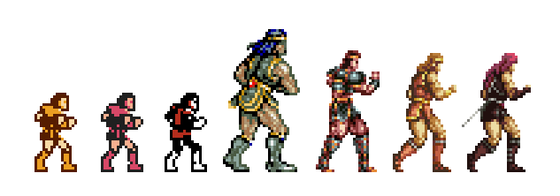 The evolution of Simon Belmont pixel sprites