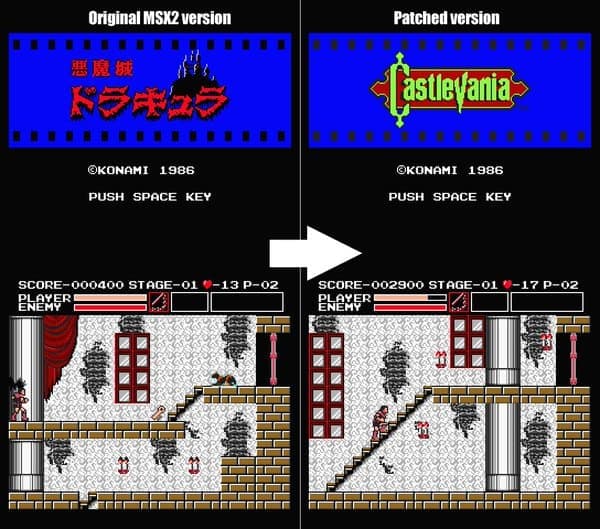 Vampire Killer to Castlevania MSX2 patch