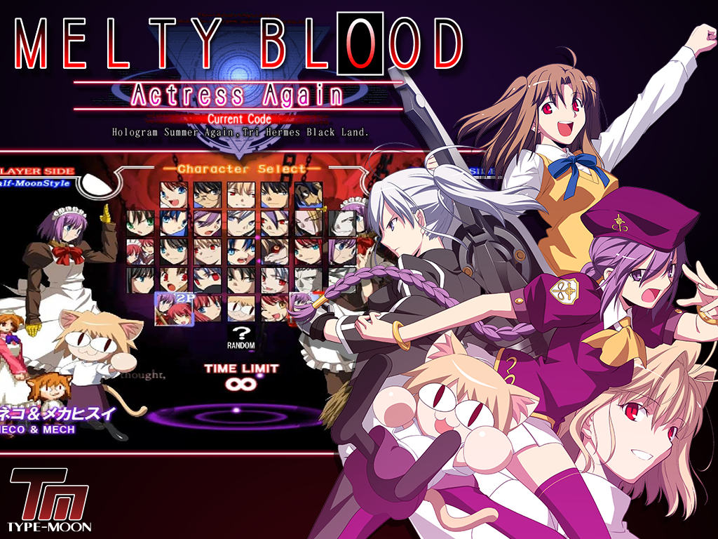 Melty Blood actress again. Игра melty Blood персонажи. Melty Blood actress again current code Shiki. Мелти Блад герои.